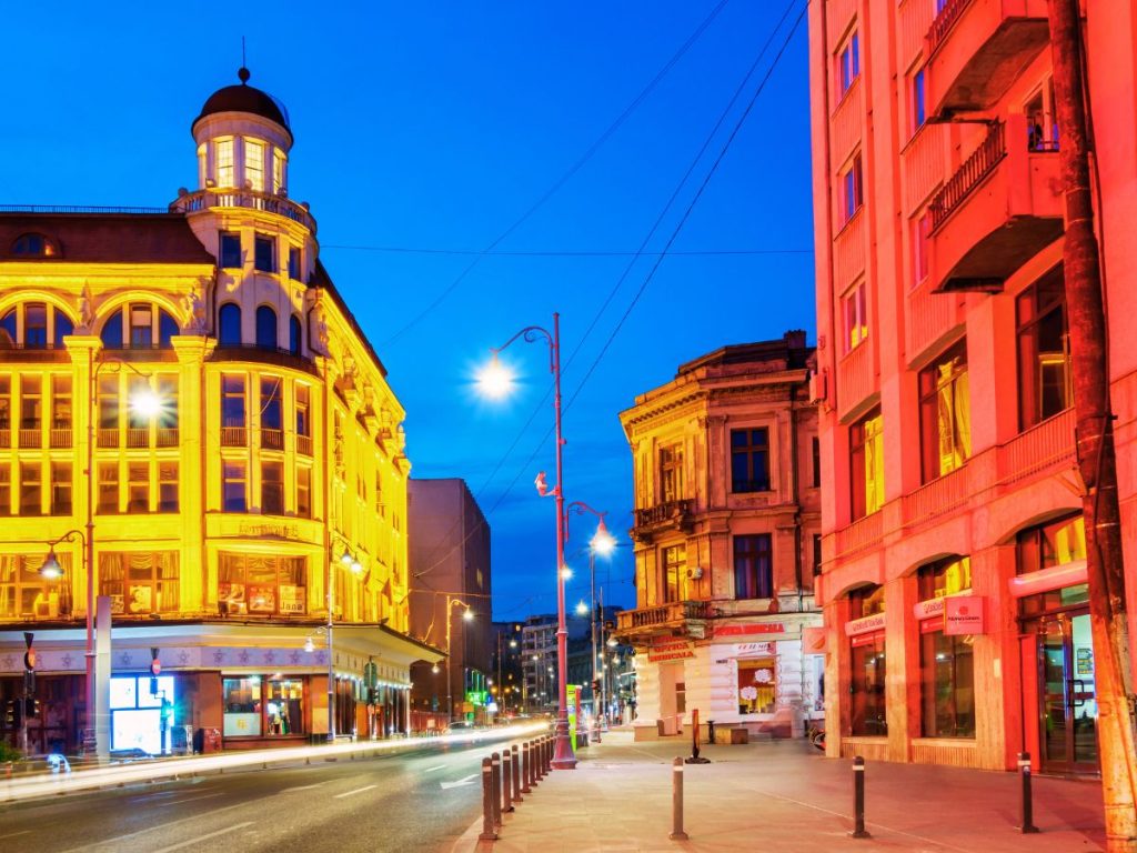 Night view of Bucharest Old Town hidden gems
