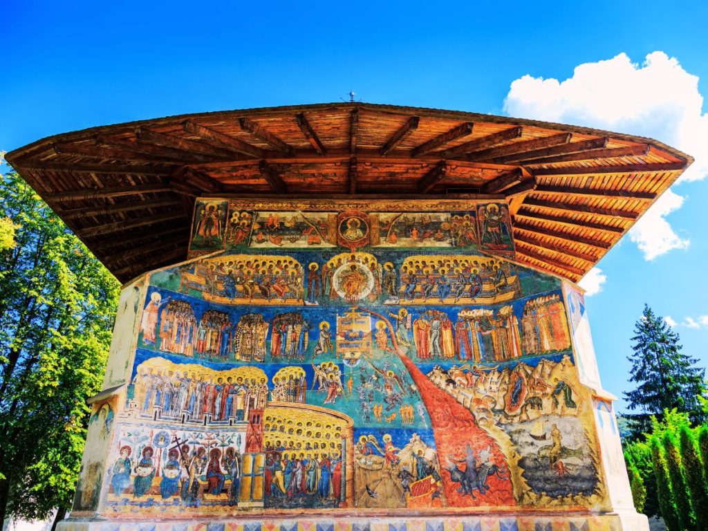 Voronet, Hand painted Monastery in Bucovina, Romania